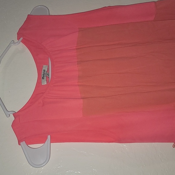Madewell Neon Pink Coral Bungalow Shift 60s Inspired  Mini Dress sz XS GUC - Picture 4 of 10